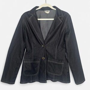 Clio Women's Black Blazer with White Stitching